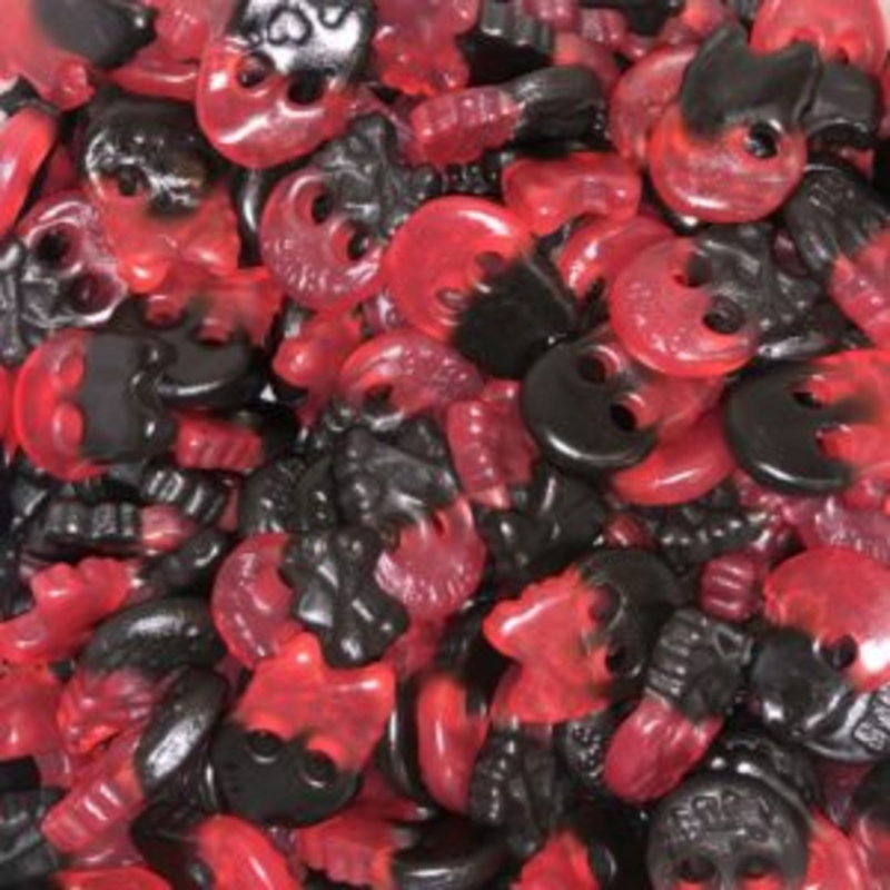 Bubs Hindb&aelig;r Lakrids Skalle Mini - 100 gram