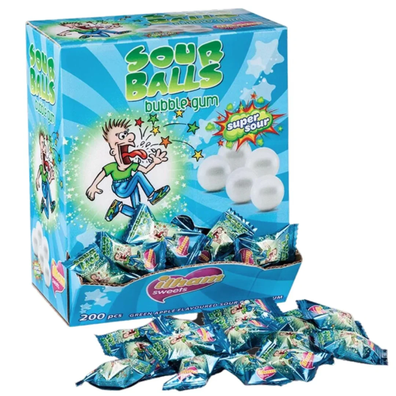 Sour Balls Bubblegum Green Apple